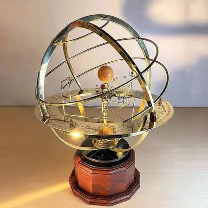 Hudson & Jurgen – Celestial Brass | Solar System Orrery with Manual Rotation | Elegant Desktop Model for Educational Display