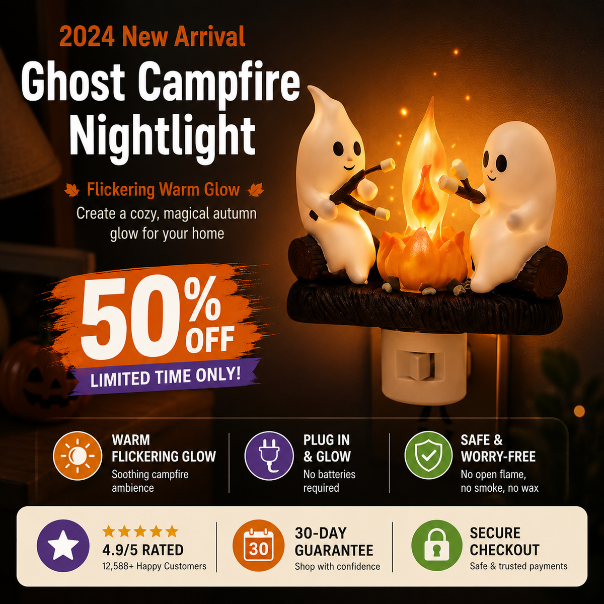 Hudson & Jurgen – Cozy Halloween Campfire Night Light