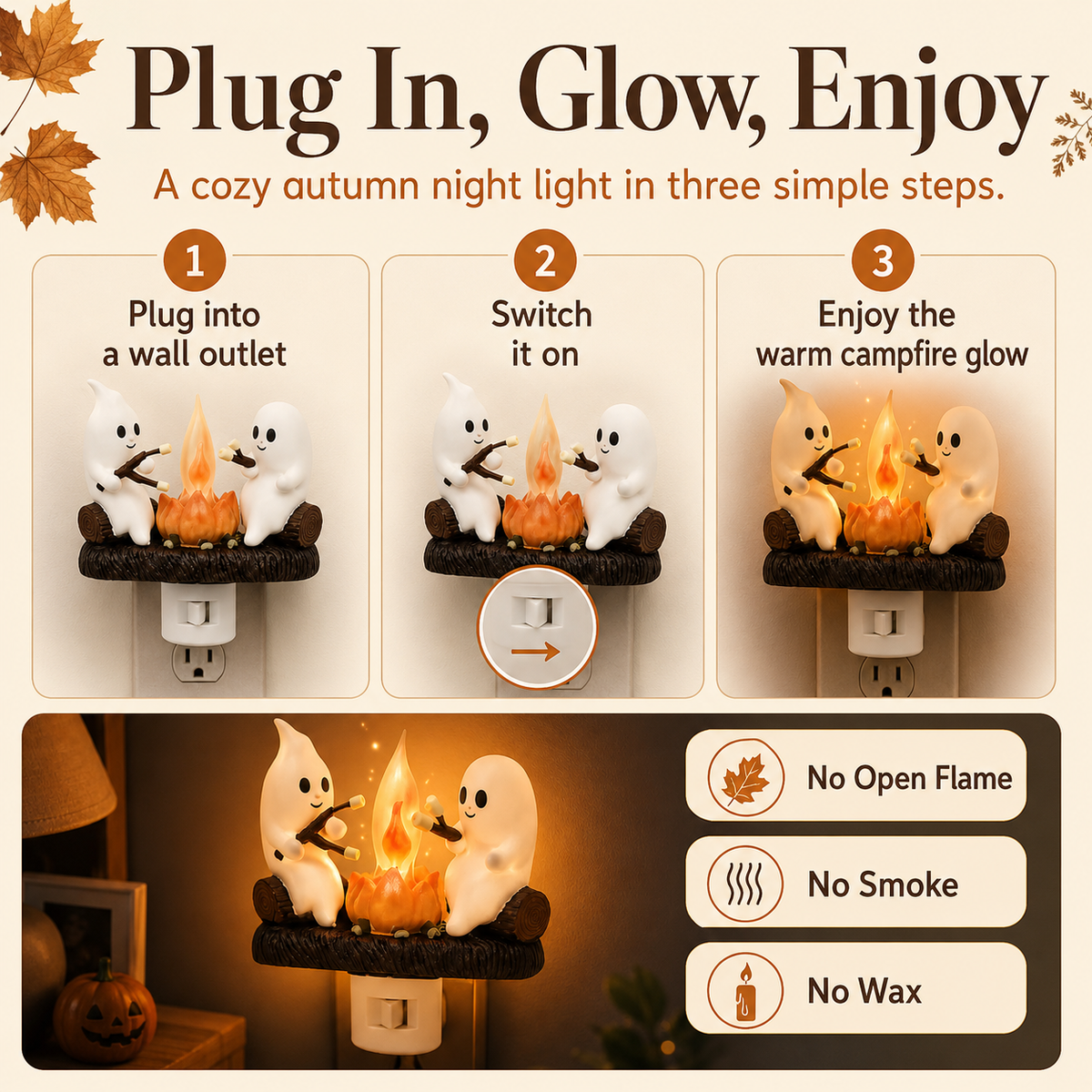 Hudson & Jurgen – Cozy Halloween Campfire Night Light