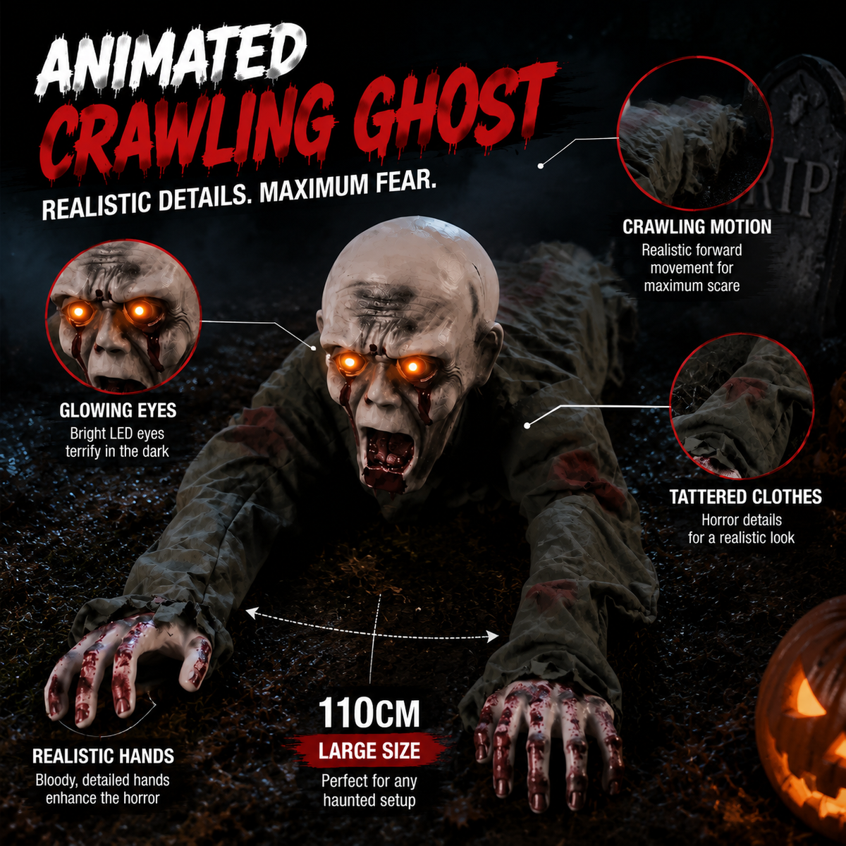 Hudson & Jurgen – Realistic Crawling Ghost Outdoor Decoration