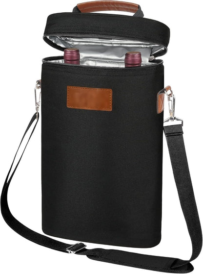 Hudson & Jurgen – Insulated Dual Wine Bottle Carrier Bag with Padded Divider | Leakproof Design for Optimal Temperature