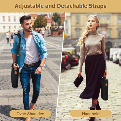 Hudson & Jurgen – Insulated Dual Wine Bottle Carrier Bag with Padded Divider | Leakproof Design for Optimal Temperature