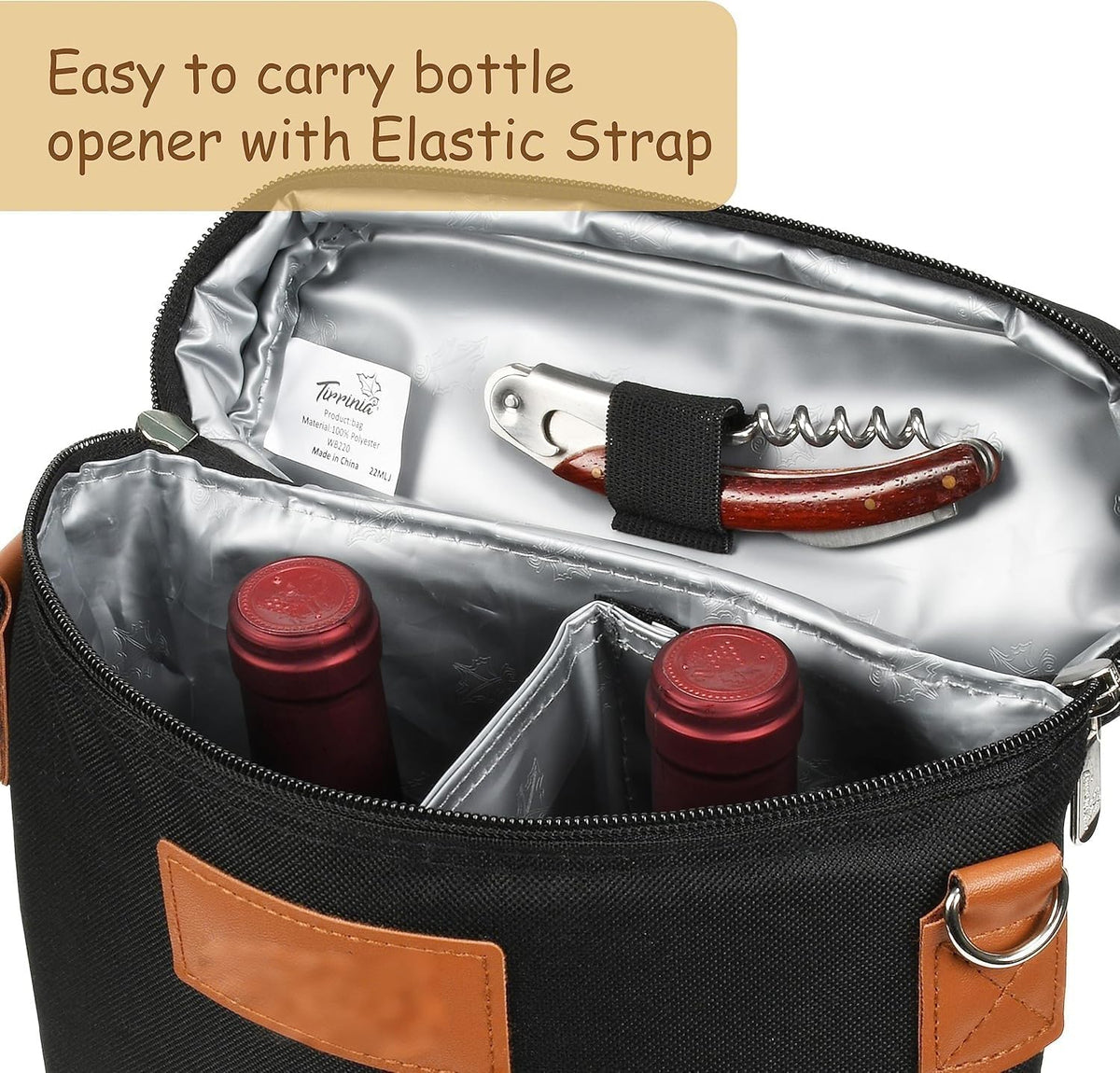 Hudson & Jurgen – Insulated Dual Wine Bottle Carrier Bag with Padded Divider | Leakproof Design for Optimal Temperature