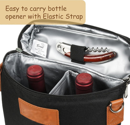 Hudson & Jurgen – Insulated Dual Wine Bottle Carrier Bag with Padded Divider | Leakproof Design for Optimal Temperature