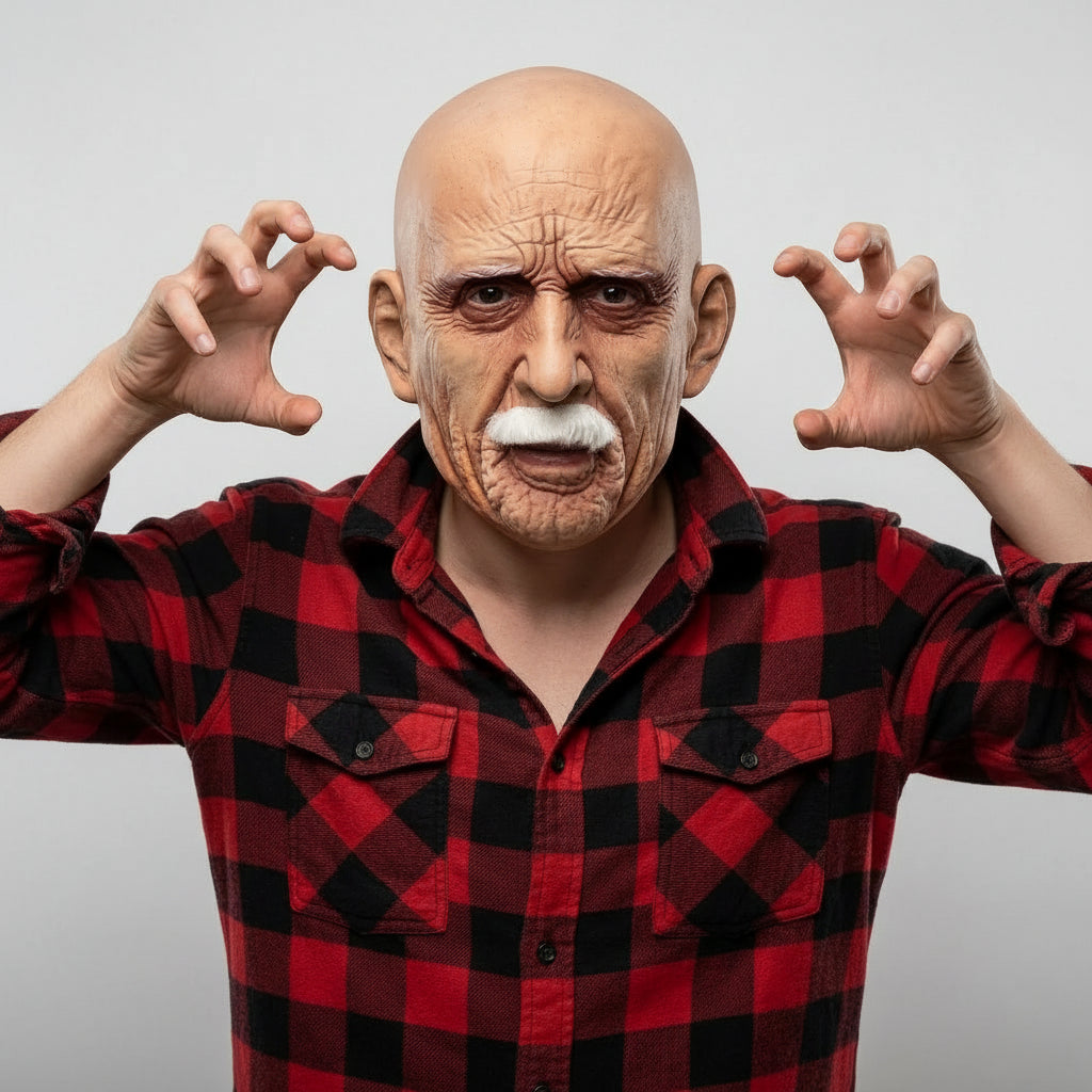 Hudson & Jurgen – Classic Old Face Halloween Mask | Realistic Full Head Design for Costume Parties