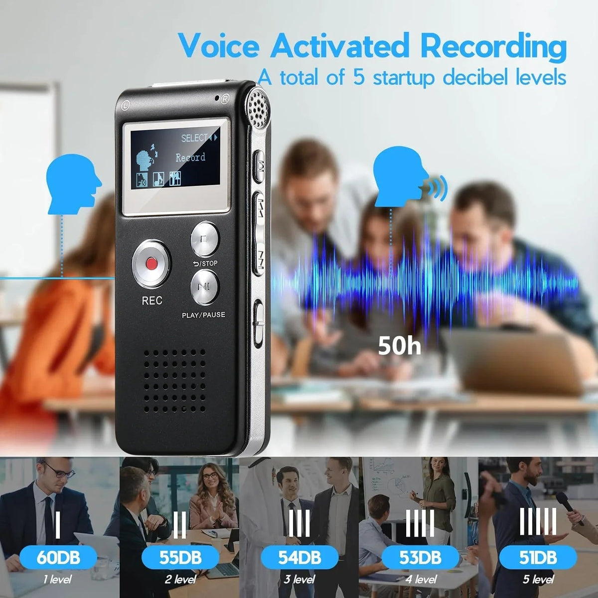 Hudson & Jurgen – Compact Voice Recorder | Voice Activated Audio Recorder with High-Quality Capture | Portable Device for Efficient Sound Recording