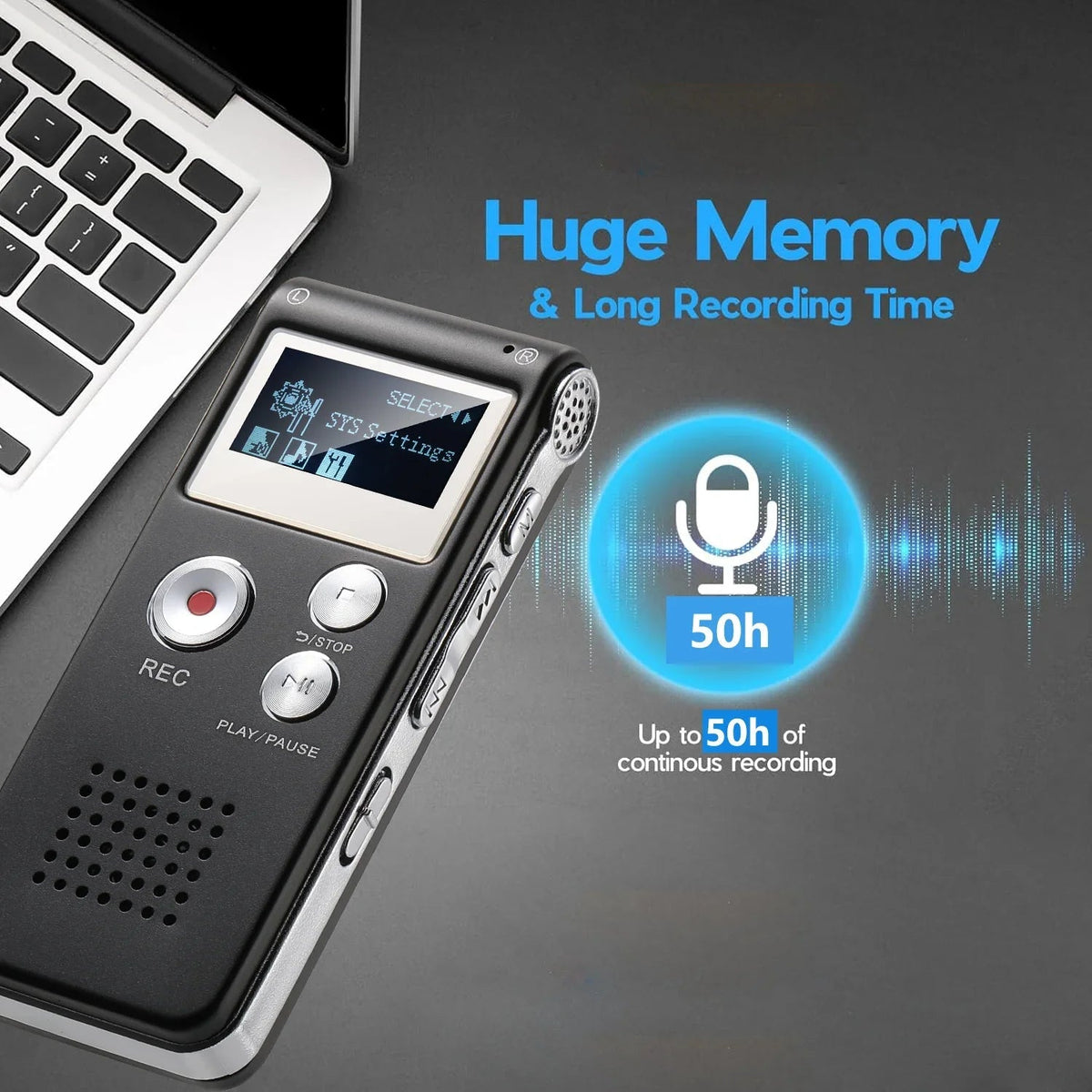 Hudson & Jurgen – Compact Voice Recorder | Voice Activated Audio Recorder with High-Quality Capture | Portable Device for Efficient Sound Recording