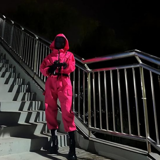 Ventayo – Kostuumcollectie | Jumpsuit met capuchon en masker voor het hele gezicht | Complete look voor Halloweenplezier