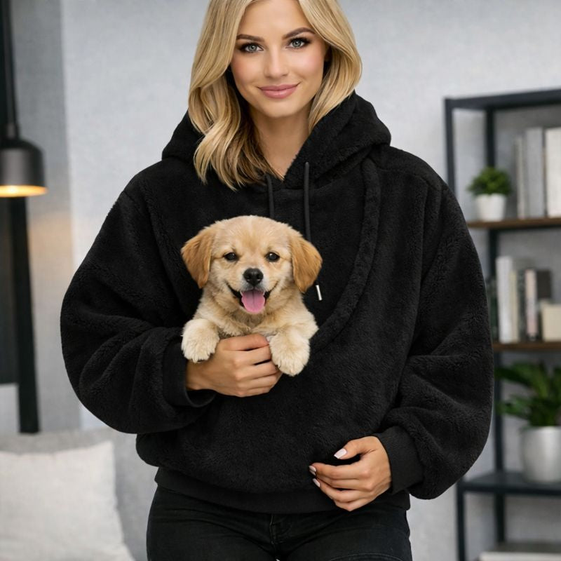 Hudson & Jurgen – Cozy Pet Carrier Hoodie | Plush Cat & Dog Carrier with Soft Front Pouch | Hands-Free Comfort for Travel