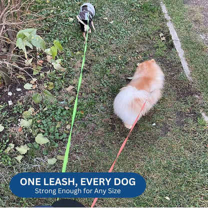10FT dobbelt udtrækkeligt hundesnor med indbygget lommelygte og affaldsposeholder