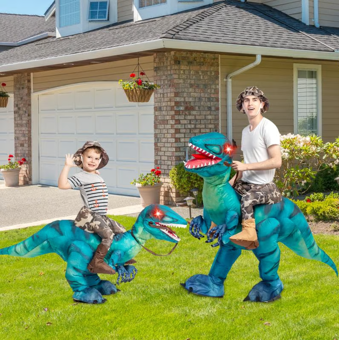 Hudson & Jurgen – Dino Adventure | Kids Halloween Costume - Inflatable Dinosaur for Fun Playtime