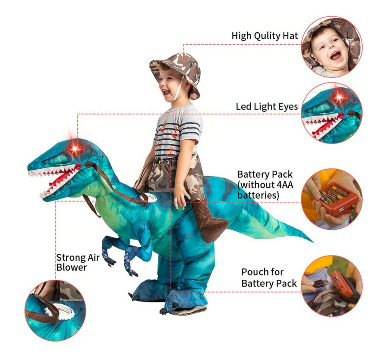 Hudson & Jurgen – Dino Adventure | Kids Halloween Costume - Inflatable Dinosaur for Fun Playtime