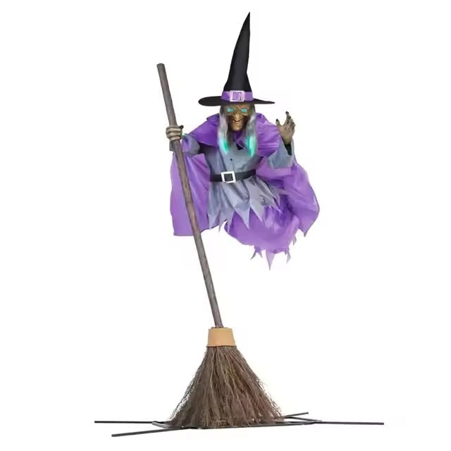 Hudson & Jurgen – Eerie Halloween Decoration | 6-Foot Flying Witch with Realistic Floating Effect | Easy Outdoor Setup for Spooky Ambiance