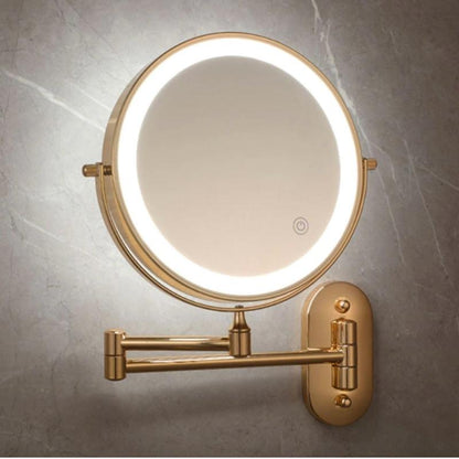 Hudson & Jurgen – Elegant Gold | Rechargeable LED Makeup Mirror with 3 Color Lighting | Dual-Face Magnifying Mirror for Perfect Grooming