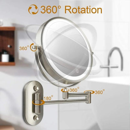 Hudson & Jurgen – Elegant Gold | Rechargeable LED Makeup Mirror with 3 Color Lighting | Dual-Face Magnifying Mirror for Perfect Grooming