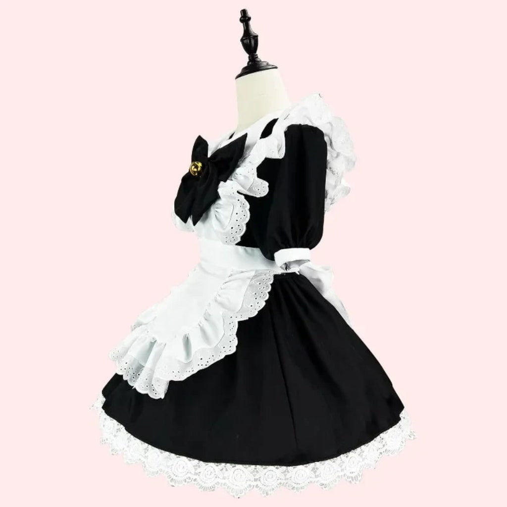 Hudson & Jurgen – Elegant Gothic Maid Costume Set with Ruffled Dress & Apron for Halloween