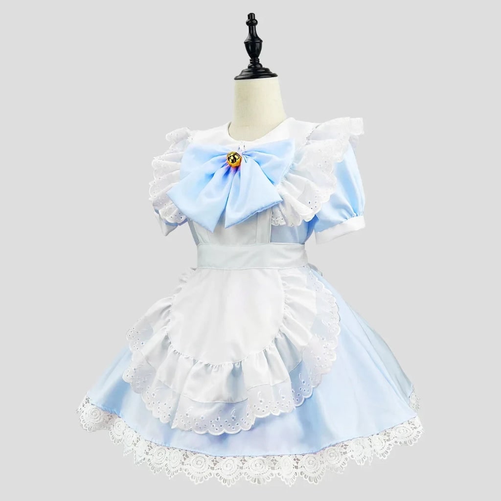 Hudson & Jurgen – Elegant Gothic Maid Costume Set with Ruffled Dress & Apron for Halloween