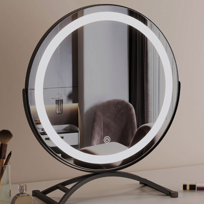 Hudson & Jurgen – Elegant Touch | Lighted Makeup Mirror with 360° Rotation & Tri-Tone Lighting | Cordless Design for Versatile Grooming