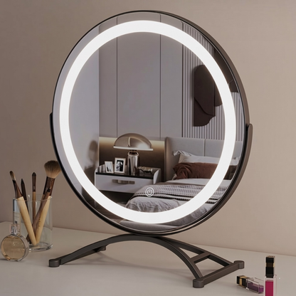 Hudson & Jurgen – Elegant Touch | Lighted Makeup Mirror with 360° Rotation & Tri-Tone Lighting | Cordless Design for Versatile Grooming