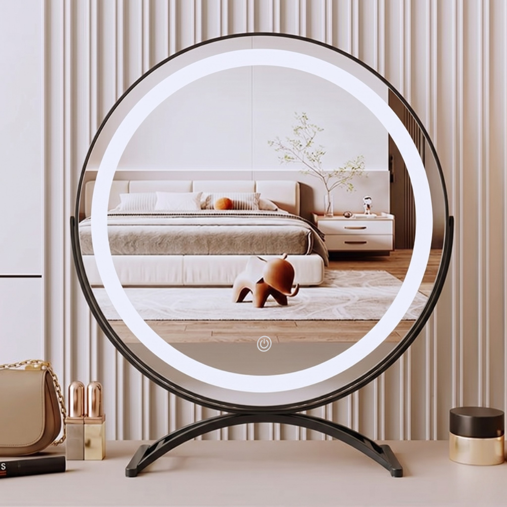 Hudson & Jurgen – Elegant Touch | Lighted Makeup Mirror with 360° Rotation & Tri-Tone Lighting | Cordless Design for Versatile Grooming