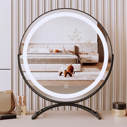 Hudson & Jurgen – Elegant Touch | Lighted Makeup Mirror with 360° Rotation & Tri-Tone Lighting | Cordless Design for Versatile Grooming