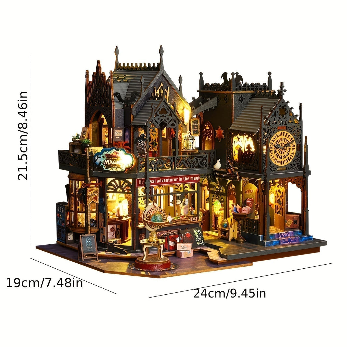 Hudson & Jurgen – Betoverend 3D-houten puzzelboekhuis met LED-verlichting | Uniek decoratiestuk voor boekenliefhebbers