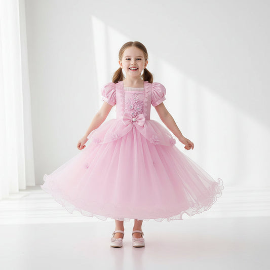 Ventayo – Bezauberndes Prinzessinnenkleid | Spitzenpartykleid für Mädchen mit Puffärmeln | Perfekt für Halloween und besondere Anlässe