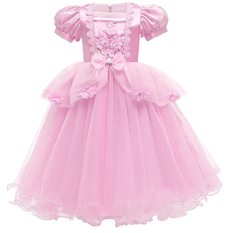Hudson & Jurgen – Betoverende prinsessenjurk | Kanten feestjurk voor meisjes met pofmouwen | Perfect voor Halloween en speciale evenementen