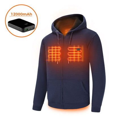 Full Zip Fleece Jacket Hooded Sweatshirt Heated Hoodie