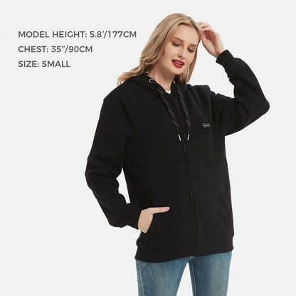 Full Zip Fleece Jacket Hooded Sweatshirt Heated Hoodie