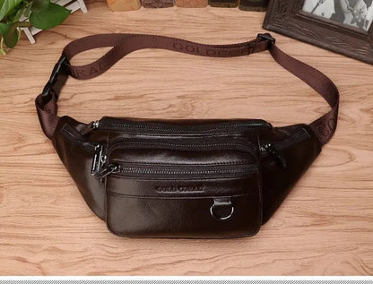 Hudson & Jurgen – Genuine Cowhide Leather Waist Bag | Ample Storage & Versatile Design for Travel