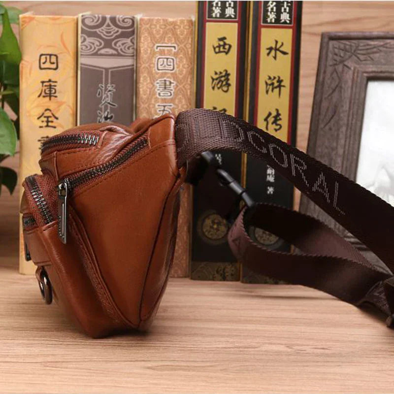 Hudson & Jurgen – Genuine Cowhide Leather Waist Bag | Ample Storage & Versatile Design for Travel