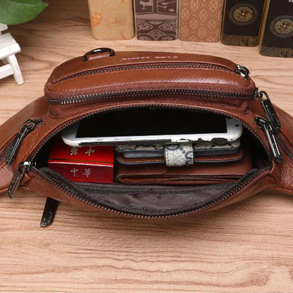 Hudson & Jurgen – Genuine Cowhide Leather Waist Bag | Ample Storage & Versatile Design for Travel