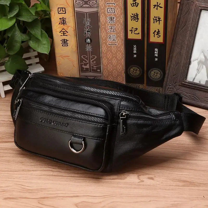 Hudson & Jurgen – Genuine Cowhide Leather Waist Bag | Ample Storage & Versatile Design for Travel