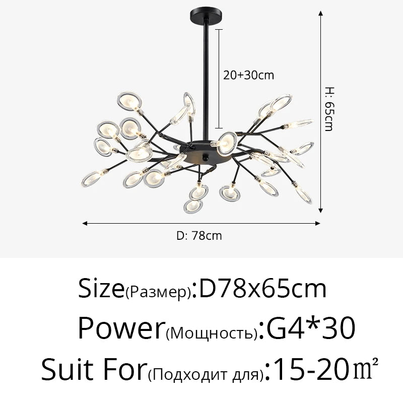 Modern Nordic Gorgeous LED Chandelier Ceiling Lamp For Living Room Bedroom Golden 54-head G9 Bulb Indoor Luxury Home Decoration
