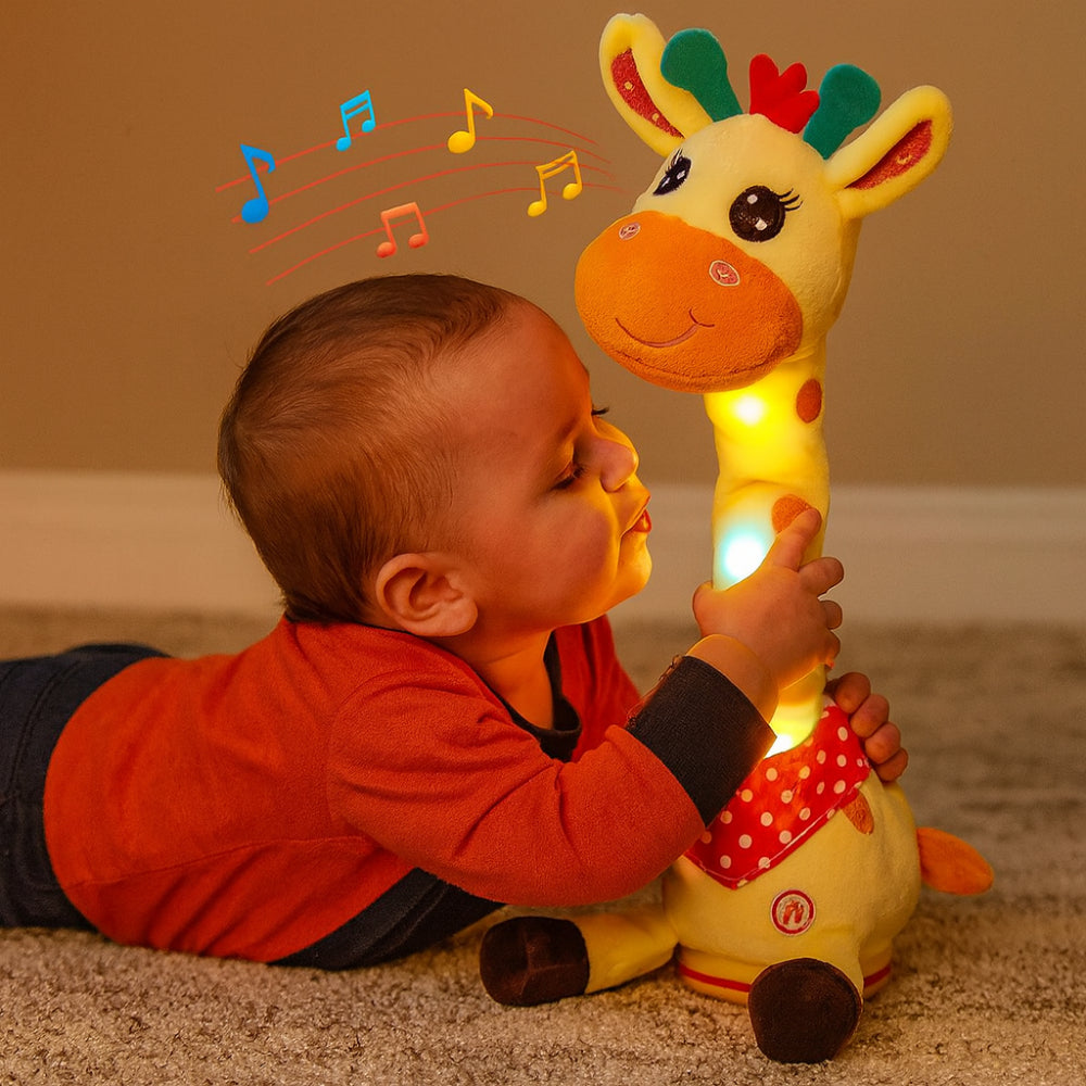 Hudson & Jurgen – Interactief zingend giraffenknuffeldier met kinderliedjes en spraaknabootsing | Boeiende muzikale metgezel voor de ontwikkeling van jonge kinderen