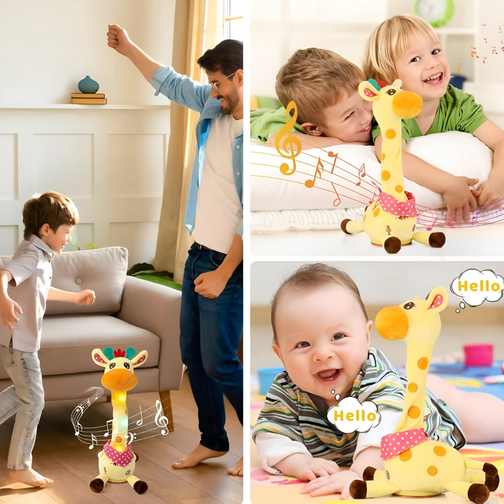 Hudson & Jurgen – Interactief zingend giraffenknuffeldier met kinderliedjes en spraaknabootsing | Boeiende muzikale metgezel voor de ontwikkeling van jonge kinderen