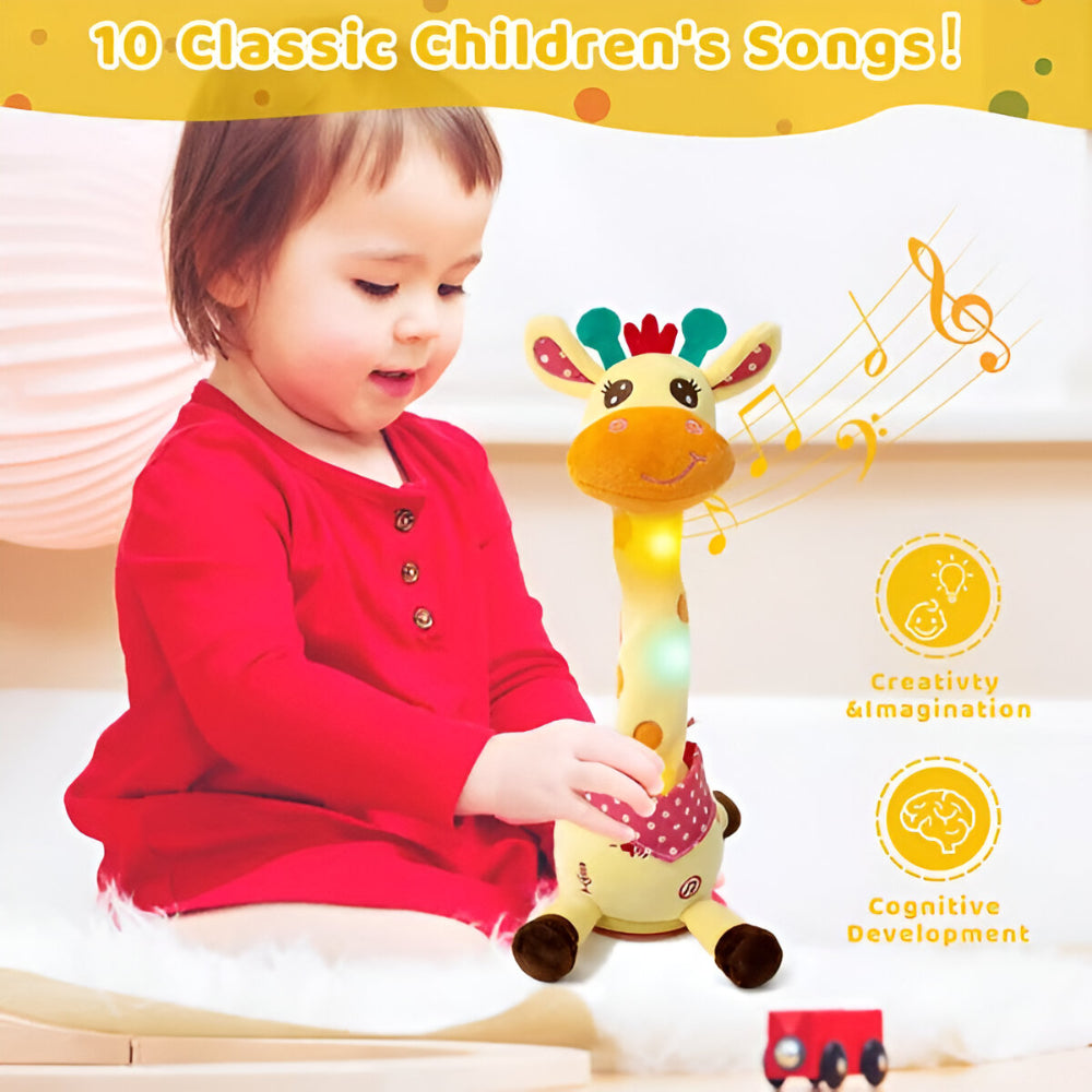Hudson & Jurgen – Interactief zingend giraffenknuffeldier met kinderliedjes en spraaknabootsing | Boeiende muzikale metgezel voor de ontwikkeling van jonge kinderen
