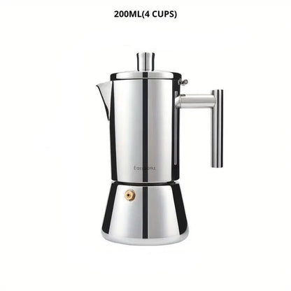 Hudson & Jurgen – Italian Moka Pot | Premium Stainless Steel Espresso Maker with Heat-Resistant Handle | Versatile Brewing for Authentic Flavor