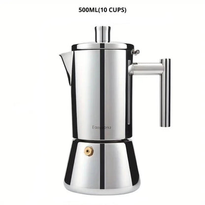 Hudson & Jurgen – Italian Moka Pot | Premium Stainless Steel Espresso Maker with Heat-Resistant Handle | Versatile Brewing for Authentic Flavor