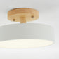 Round LED Flush Mount Ceiling Light Modern Wood/Acrylic