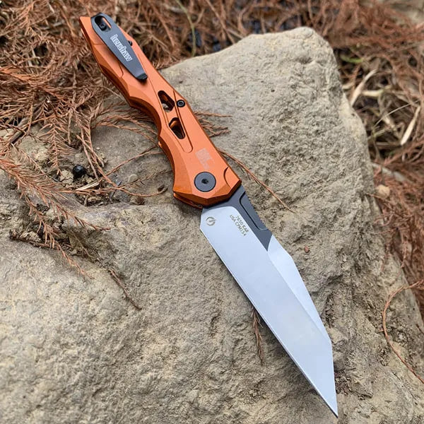 Hudson & Jurgen – Automatic Utility Knife | Wharncliffe Folding Pocket Knife with Push Button Opening | Compact EDC Knife for Outdoor & Camping