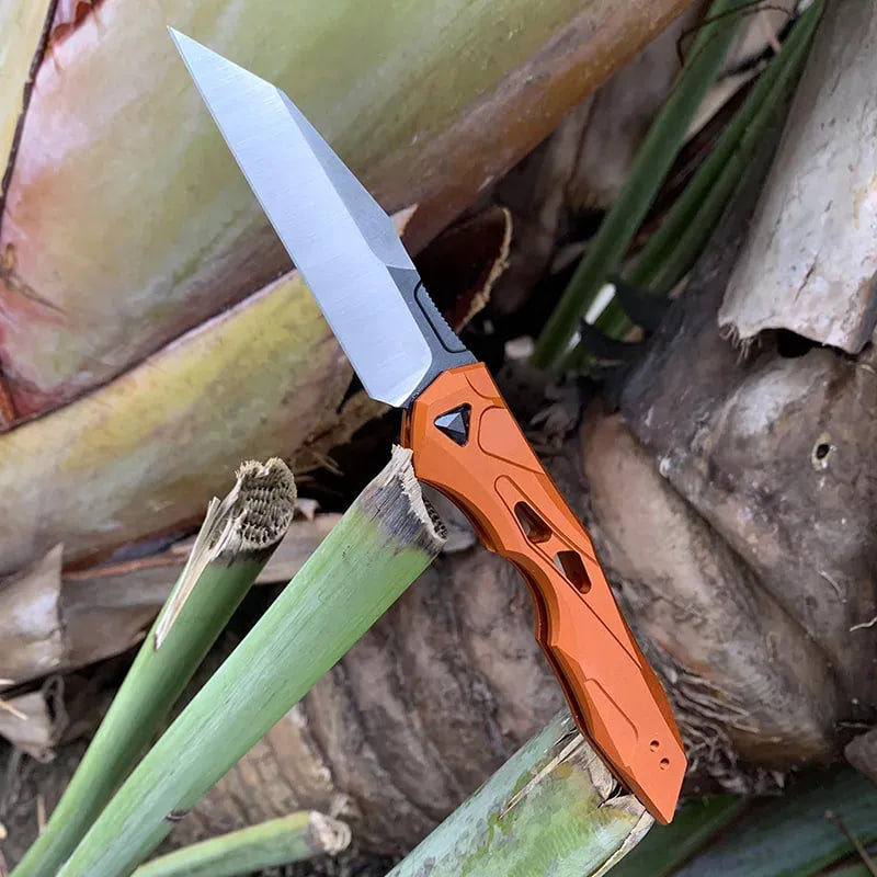 Hudson & Jurgen – Automatic Utility Knife | Wharncliffe Folding Pocket Knife with Push Button Opening | Compact EDC Knife for Outdoor & Camping
