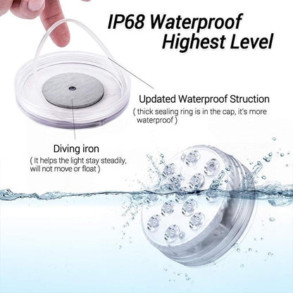 Hudson & Jurgen – Magnetic Waterproof LED Pool Light with Remote Control & 12 Colors | Floating Pool Lights for Vibrant Nighttime Ambiance