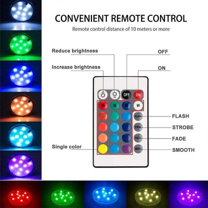 Hudson & Jurgen – Magnetic Waterproof LED Pool Light with Remote Control & 12 Colors | Floating Pool Lights for Vibrant Nighttime Ambiance