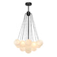 Contemporary 3-Light Cluster Glass Globe Frosted Bubble Chandelier