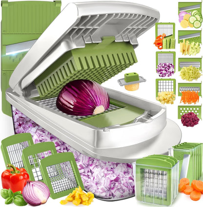 Hudson & Jurgen – 10-in-1 Vegetable Slicer with 8 Blades | Versatile Kitchen Tool for Quick Meal Prep
