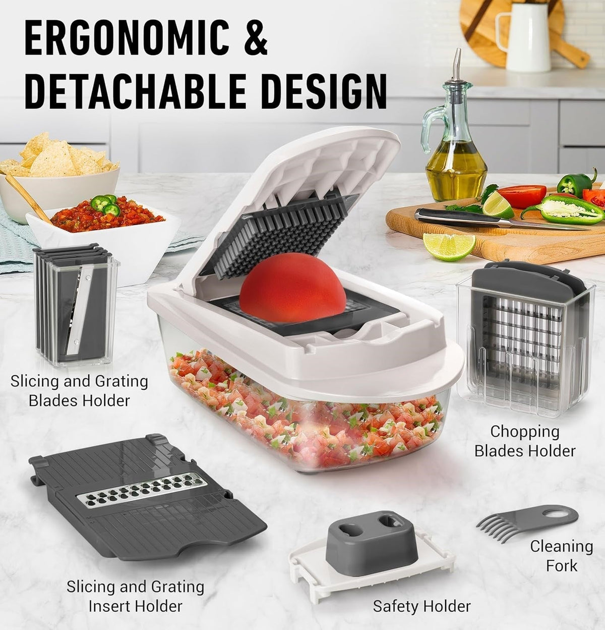 Hudson & Jurgen – 10-in-1 Vegetable Slicer with 8 Blades | Versatile Kitchen Tool for Quick Meal Prep