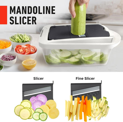 Hudson & Jurgen – 10-in-1 Vegetable Slicer with 8 Blades | Versatile Kitchen Tool for Quick Meal Prep