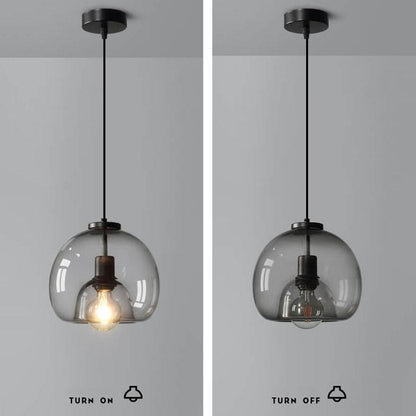Minimalist Smoke Gray Light Hand-Blown Glass Dome Pendant Light